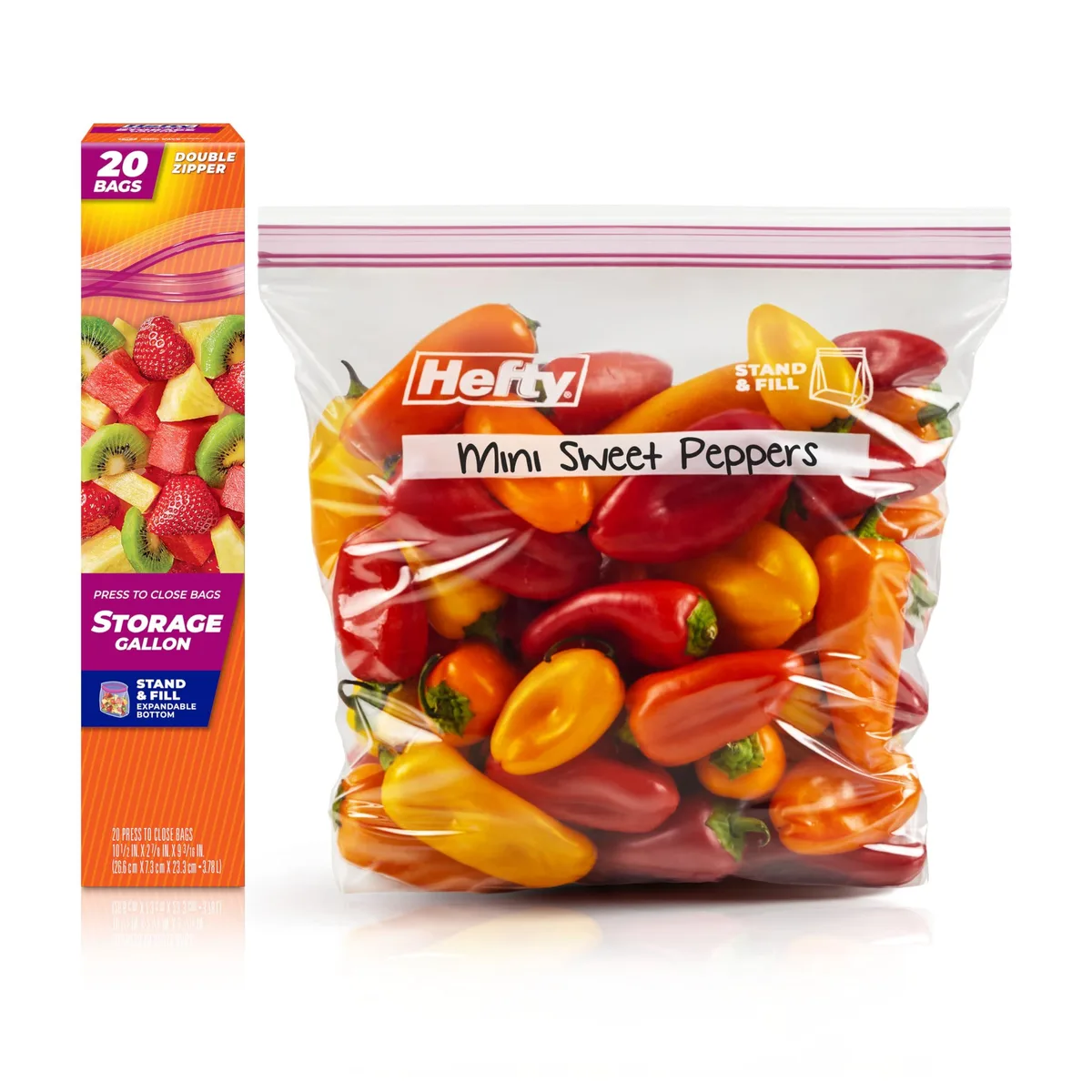 Box of twenty gallon-size press-to-close food storage bags
