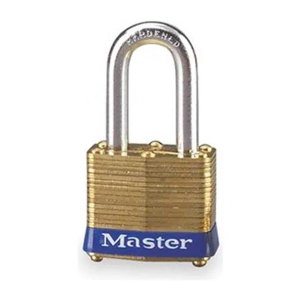 Brass rectangular padlock with steel shackle, silver laminated finish