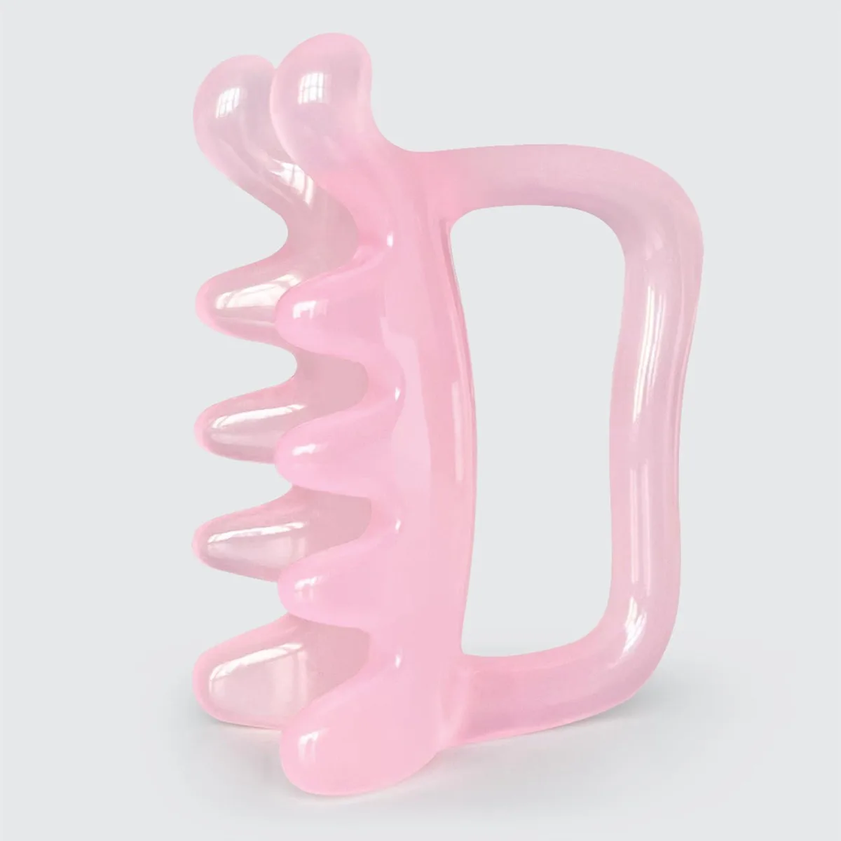 Pink resin fascia massage blaster tool with ergonomic handle and textured nodes, 28 inches long