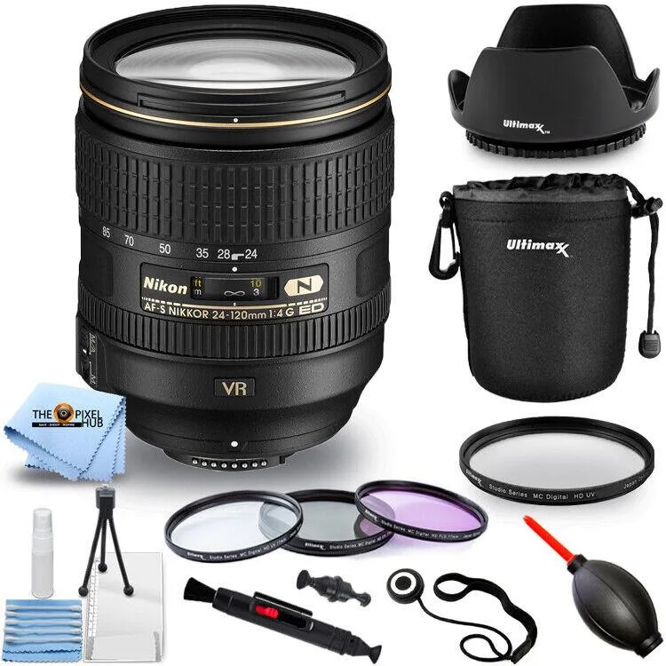 Nikon Global Nikon AF-S NIKKOR 24-120mm f/4G ED VR Lens 2193 Filter Kit Pouch Bundle — product photo