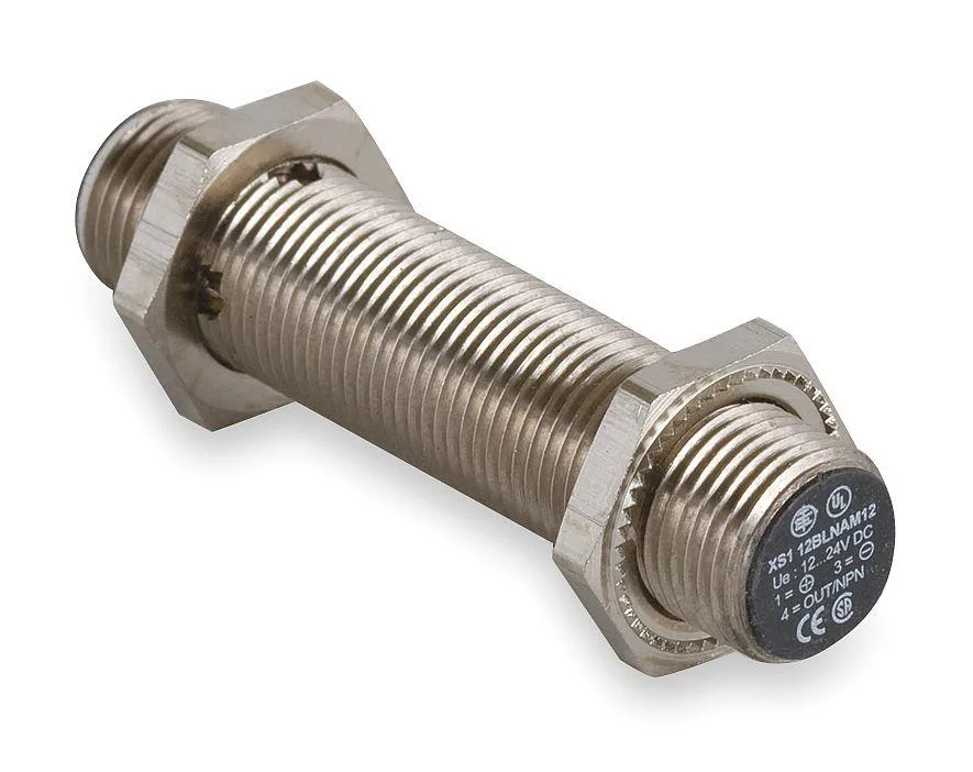 Cylindrical nickel plated brass inductive sensor 12 mm M12 connector IP67