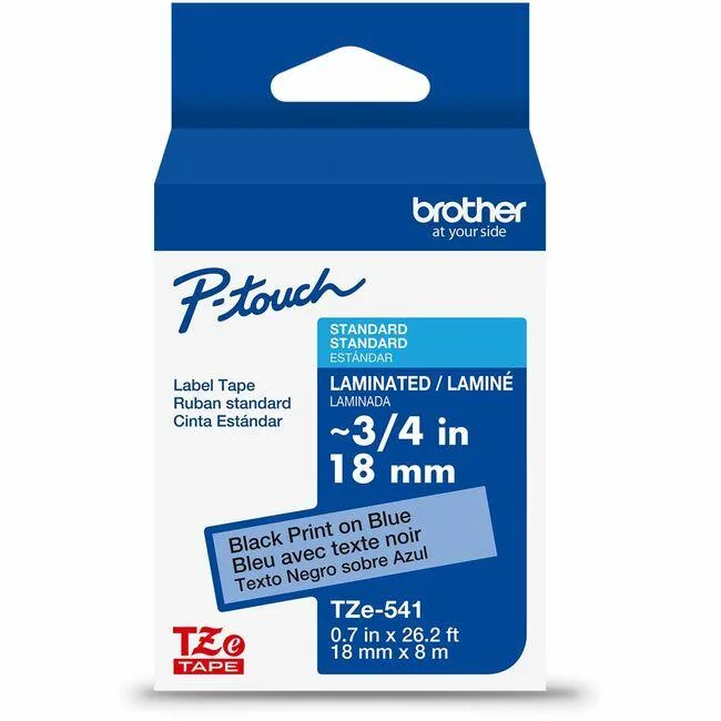 Brother Brother TZE541 18mm x 8m Black on Blue Laminated Tape — product photo