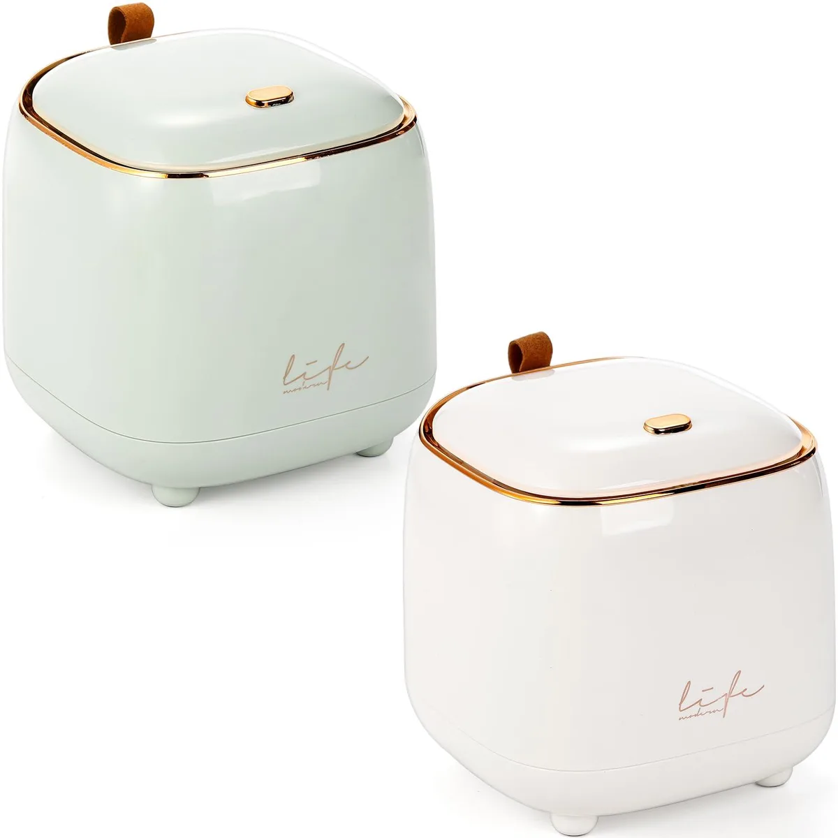 Baldwin 2-Pack Tabletop Trash Can 0.408 gal White & Light Green — product photo