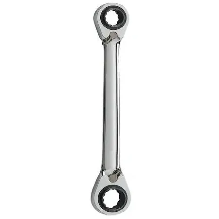 Westward 34E316 ratcheting box wrench, 12-point QuadBox, chrome finish, offset 0 degrees