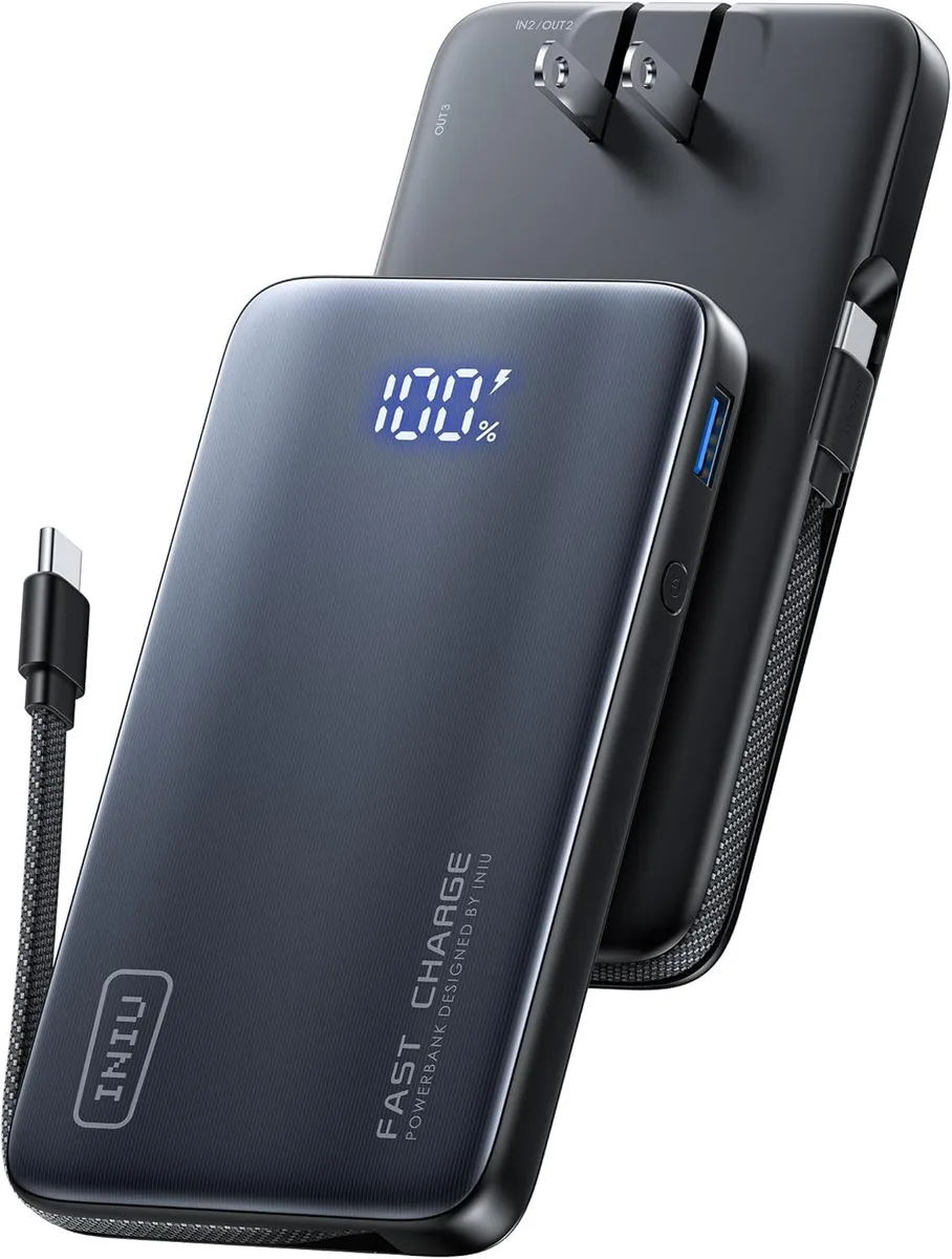 WOOJONG WOOJONG 3-in-1 Power Bank 45W 10000mAh USB-C Cable Foldable Plug — product photo