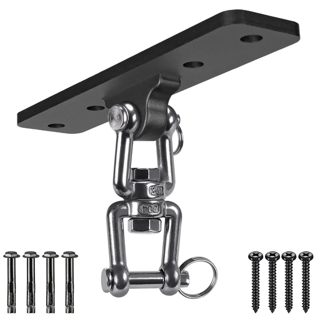 Black and silver steel wall mount with 360° swivel and 180° swing, 600 lb capacity