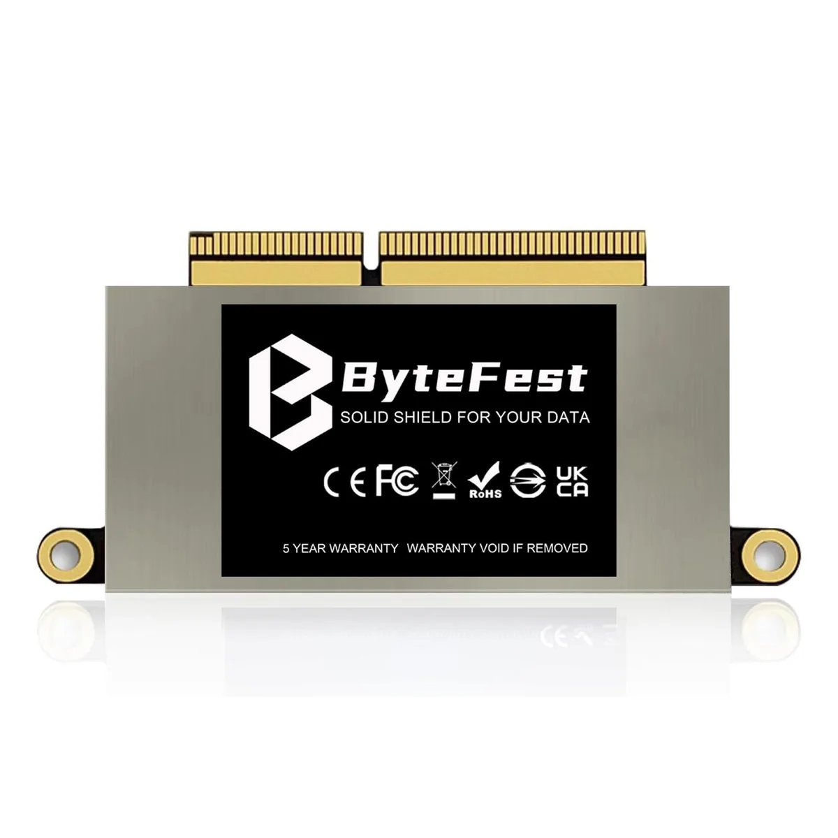 A compact NVMe solid-state drive with a green circuit board and gold edge connector