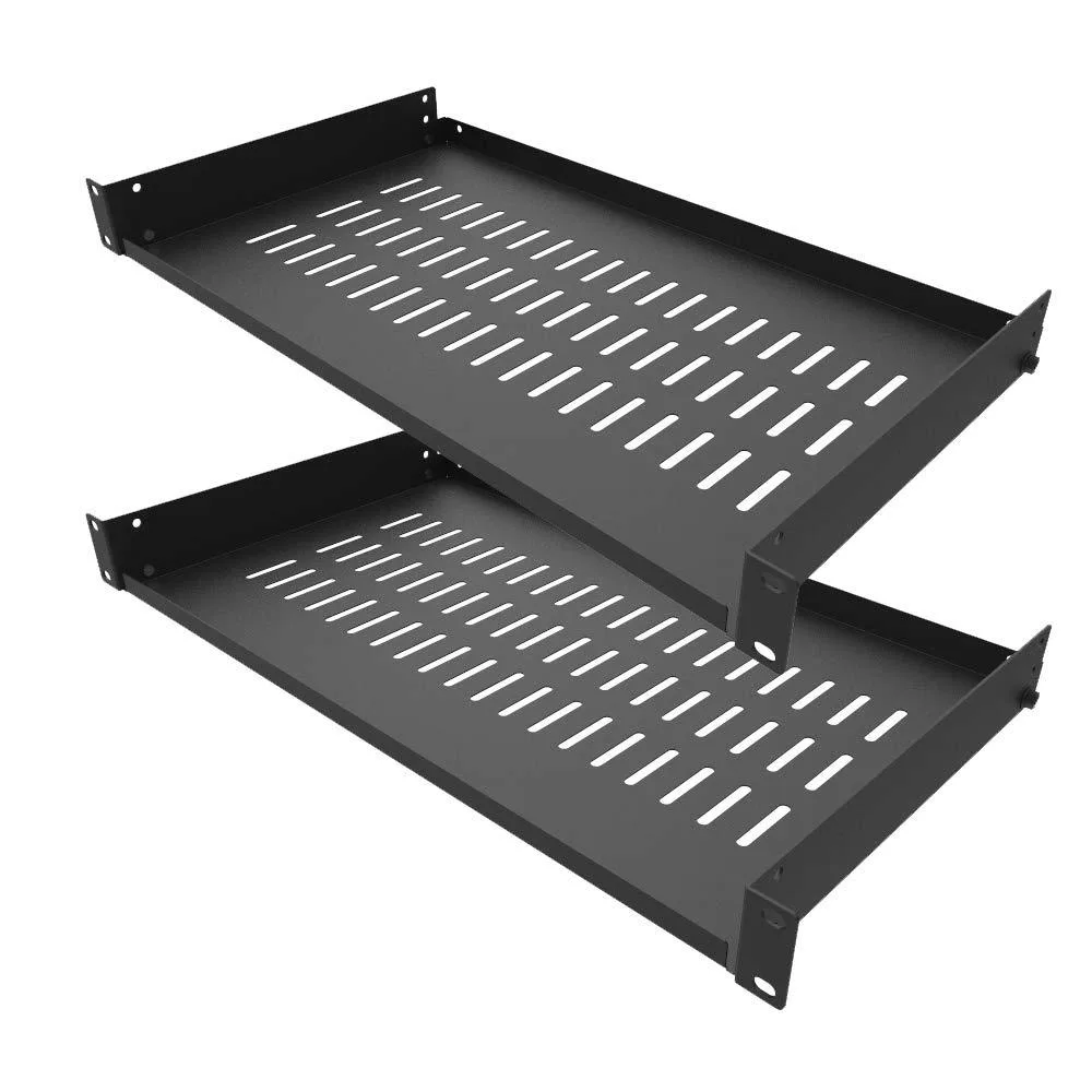  JINGCHENGMEI 2-Pack 1U Vented Cantilever Server Rack Shelf 10" Depth — product photo