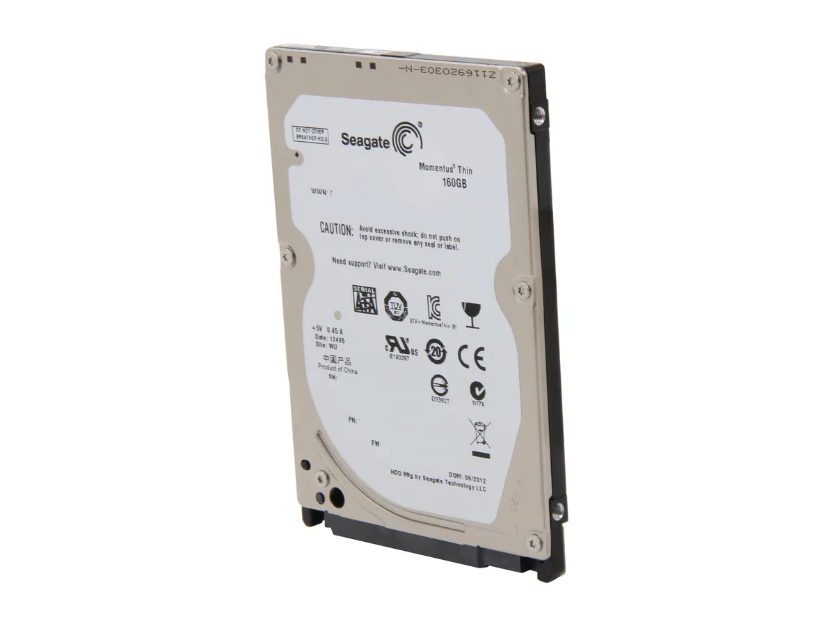 Seagate Seagate Momentus Thin ST160LT007 160GB 7200 RPM 16MB SATA 3.0Gb/s 2.5" 7mm laptop hard drive — product photo