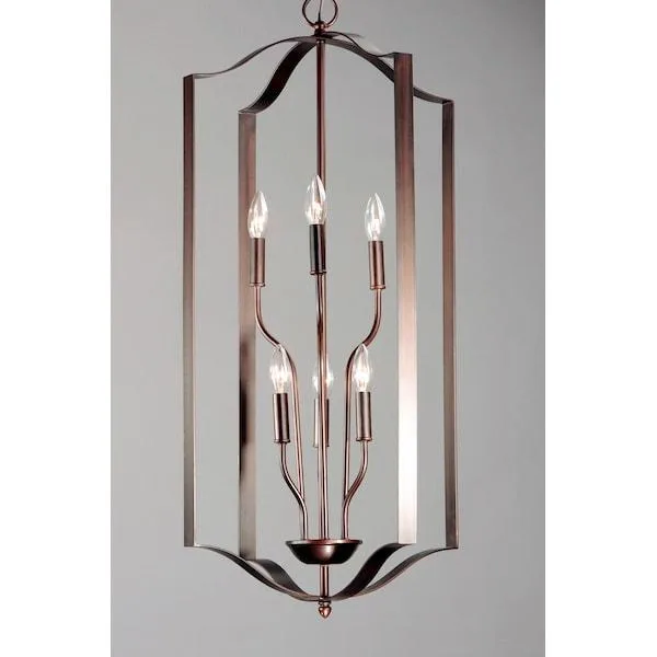 Oil-rubbed bronze six-light pendant, eighteen inches wide