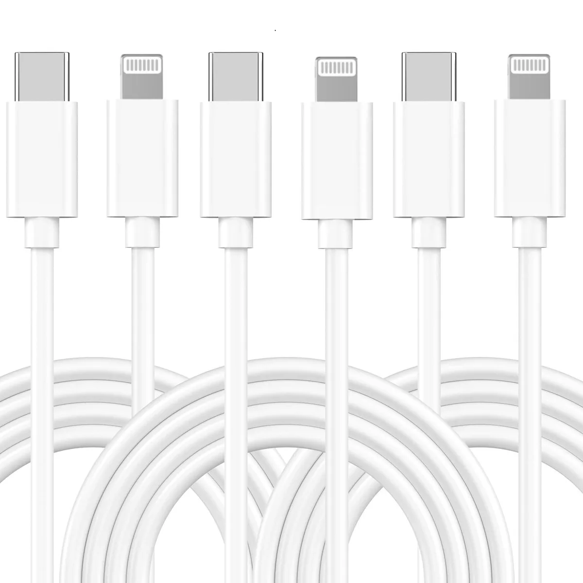  CREHAO DY-329 USB-C to Lightning Cable 3 Pack 6 ft White — product photo
