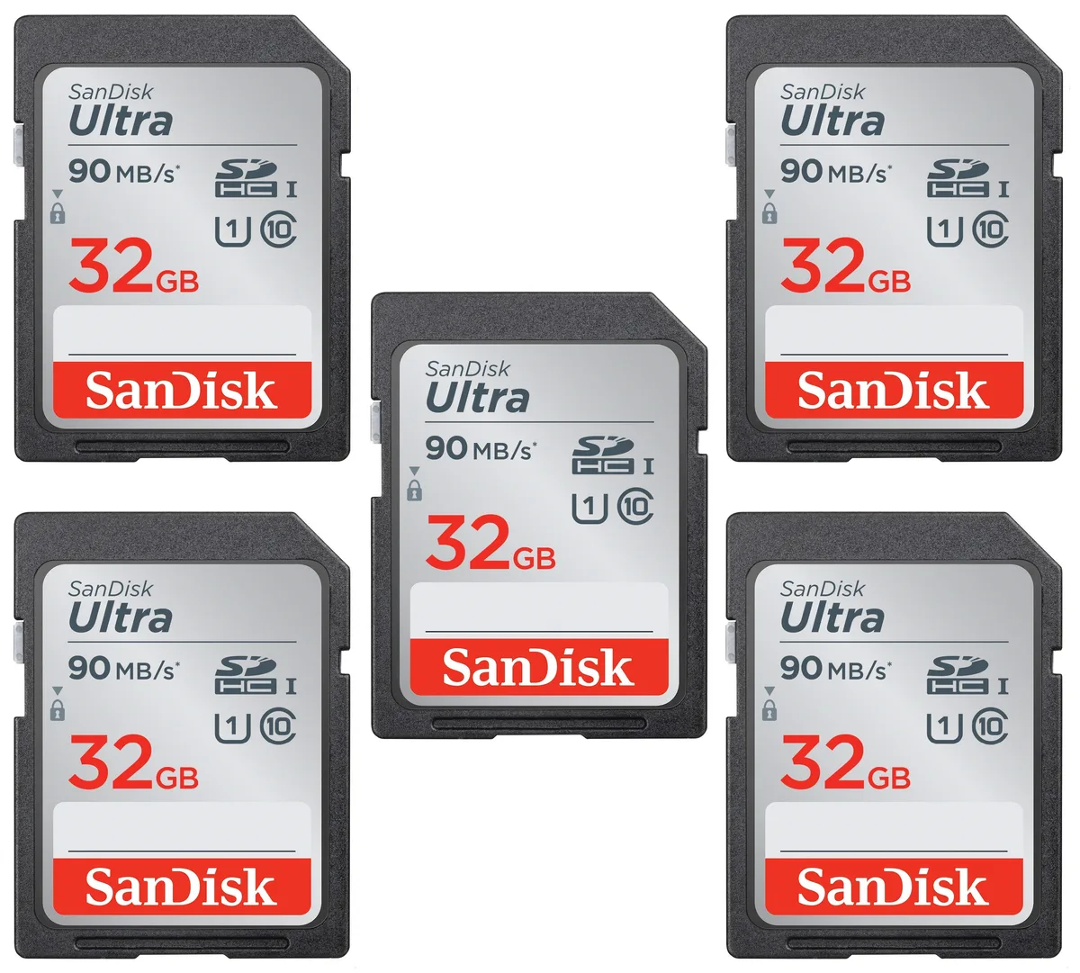 SanDisk SanDisk Ultra 32 GB SDHC Class 10 5-pack memory cards — product photo