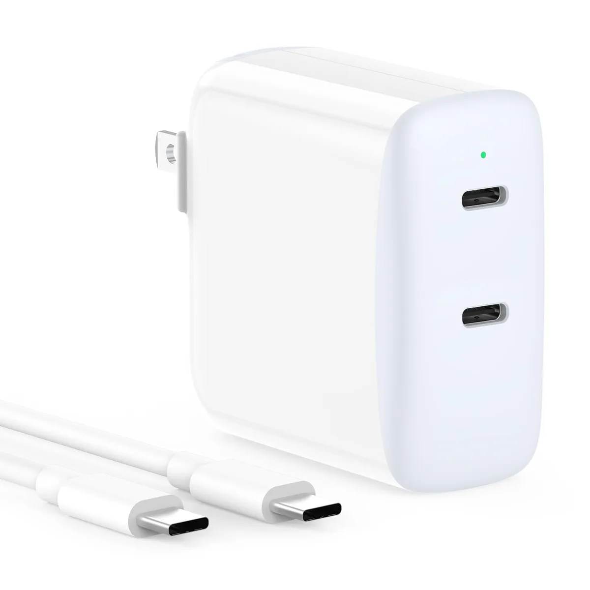 SATURNDOCK MDCC2020 40W Dual USB-C Charger with 6.6ft Cable — product photo