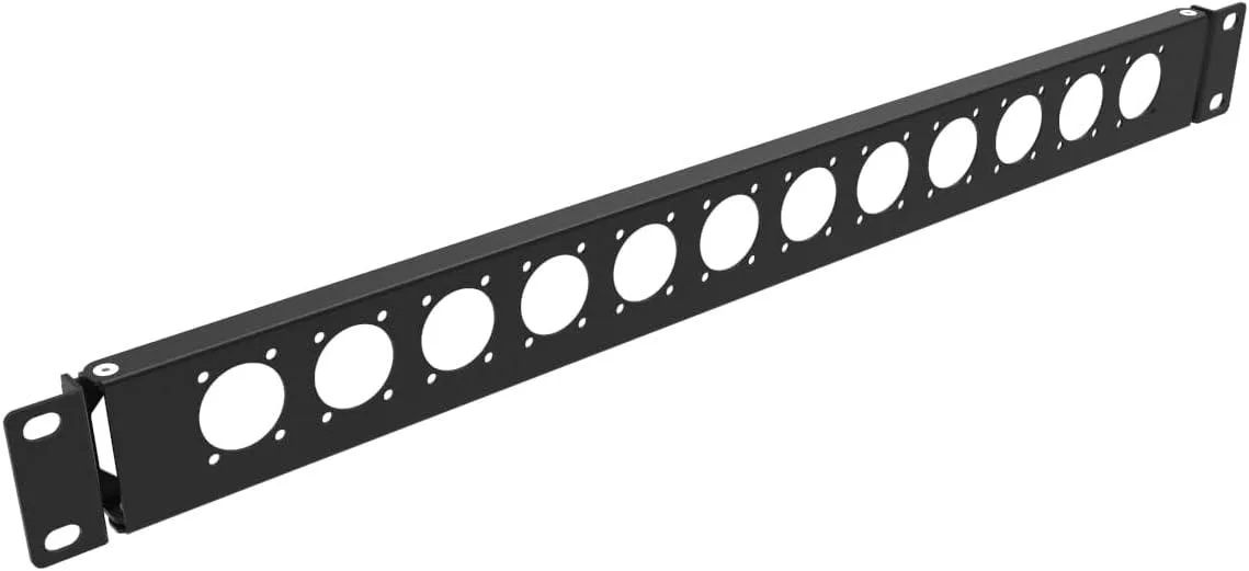 TAURKENAM TAURKENAM 1U Hinged D-Series 12-Connector 19" Patch Panel — product photo