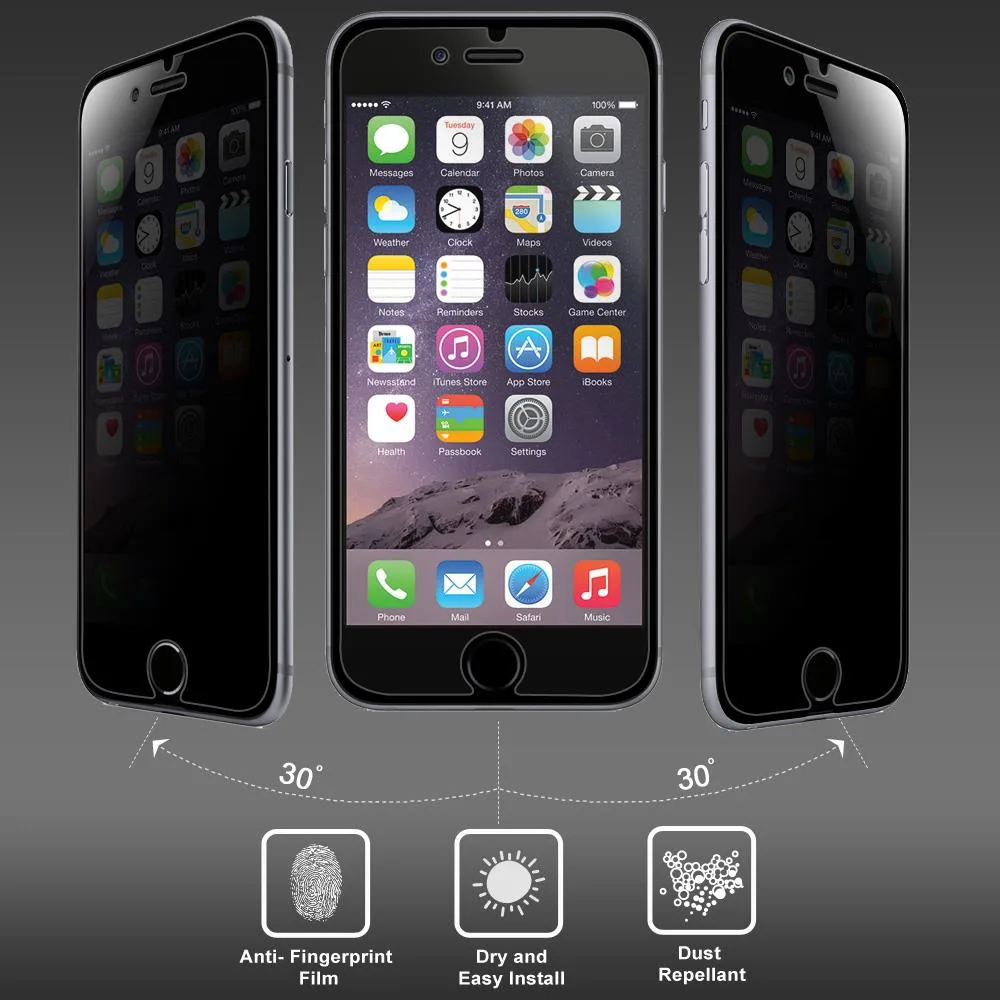 Amzer Amzer Kristal Privacy Tempered Glass Edge2Edge Black iPhone 6/6s Cover .3mm — product photo