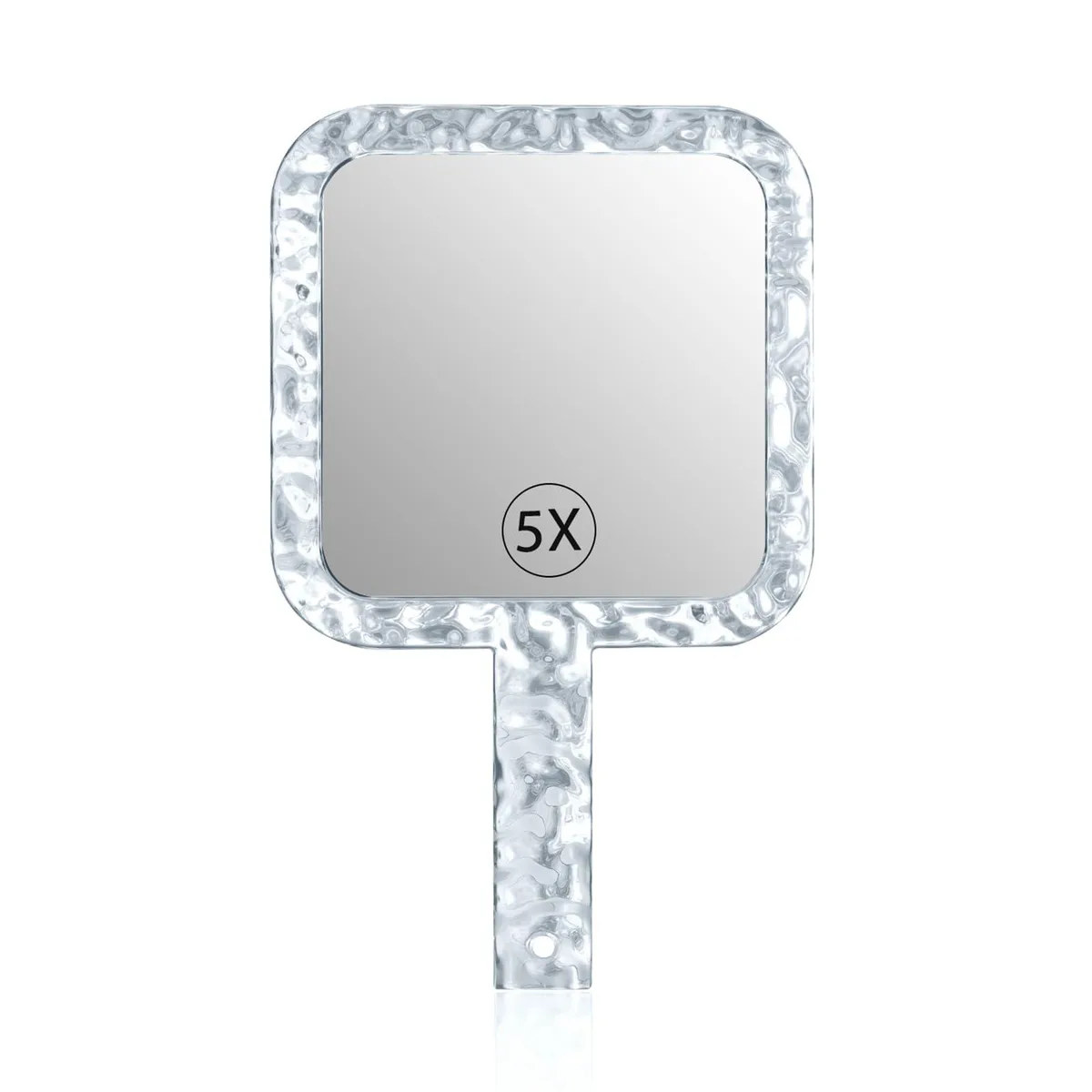  YEAKE Double-Sided Handheld Mirror 1X/5X Magnification 10"L x 6.1"W Transparent ABS — product photo