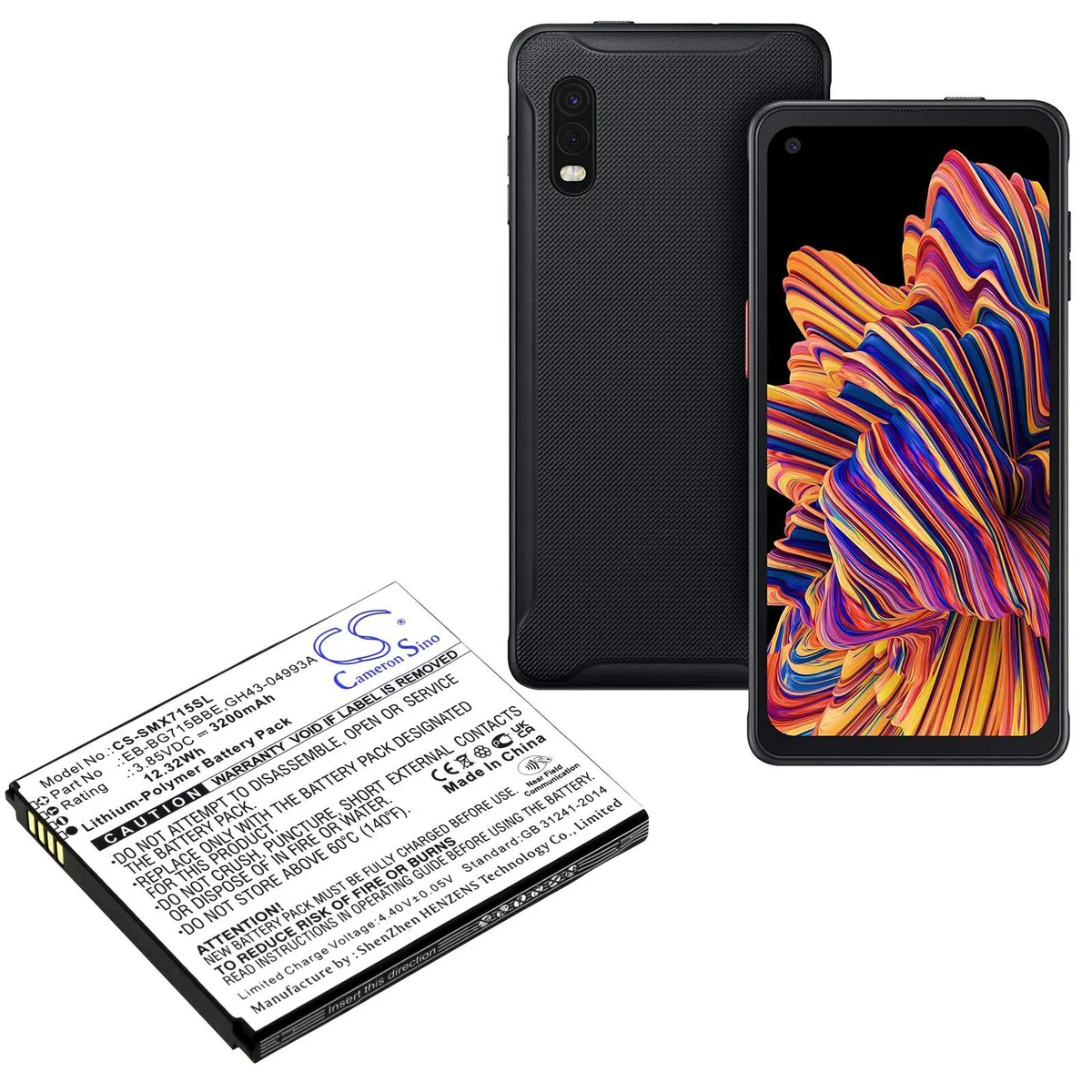 Rectangular replacement phone battery with gold contacts