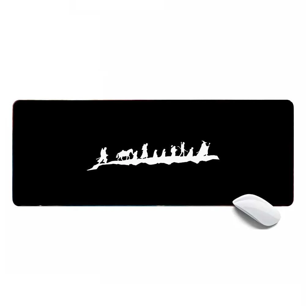 Black rectangular desk mat 80x30cm with stitched edges