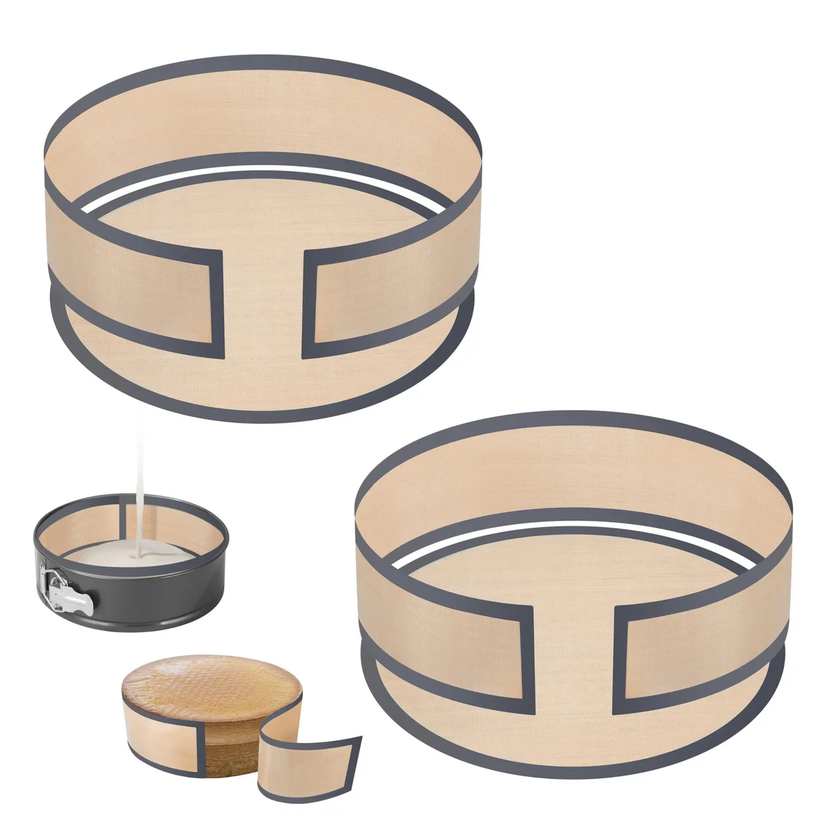 Two gray silicone mats for 10 inch springform pan