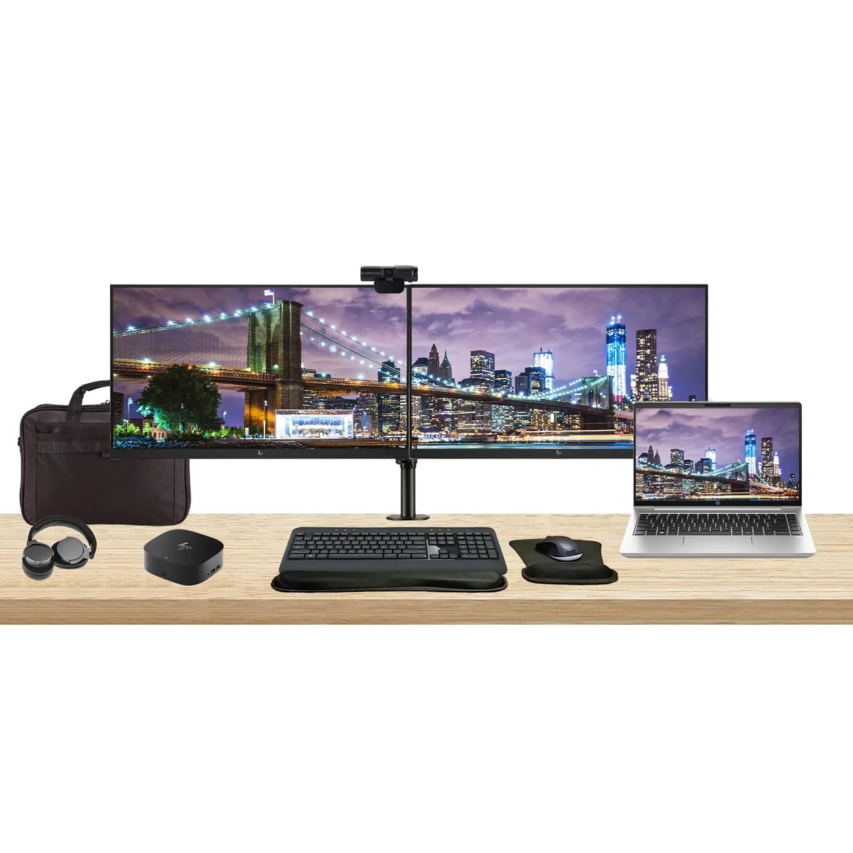 HP HP ProBook 440 G10 14" i5-1335U 16GB 256GB SSD + 2×24" Monitors, Dock, Peripherals, Bag — product photo