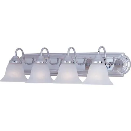 Four-light polished chrome vanity fixture, thirty inches wide
