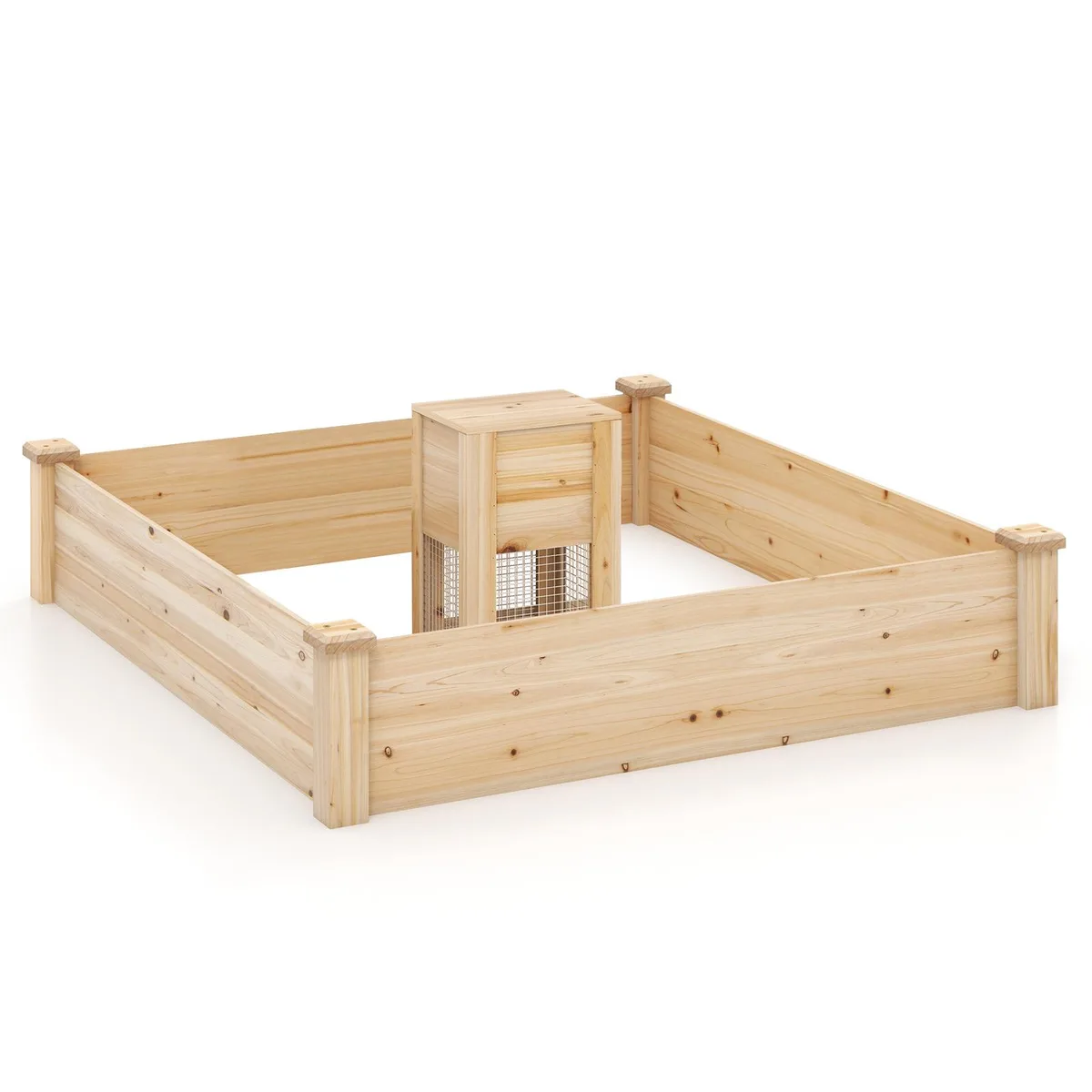 SlickBlue SlickBlue 49" x 49" x 10" Raised Garden Bed with Compost Bin Natural — product photo