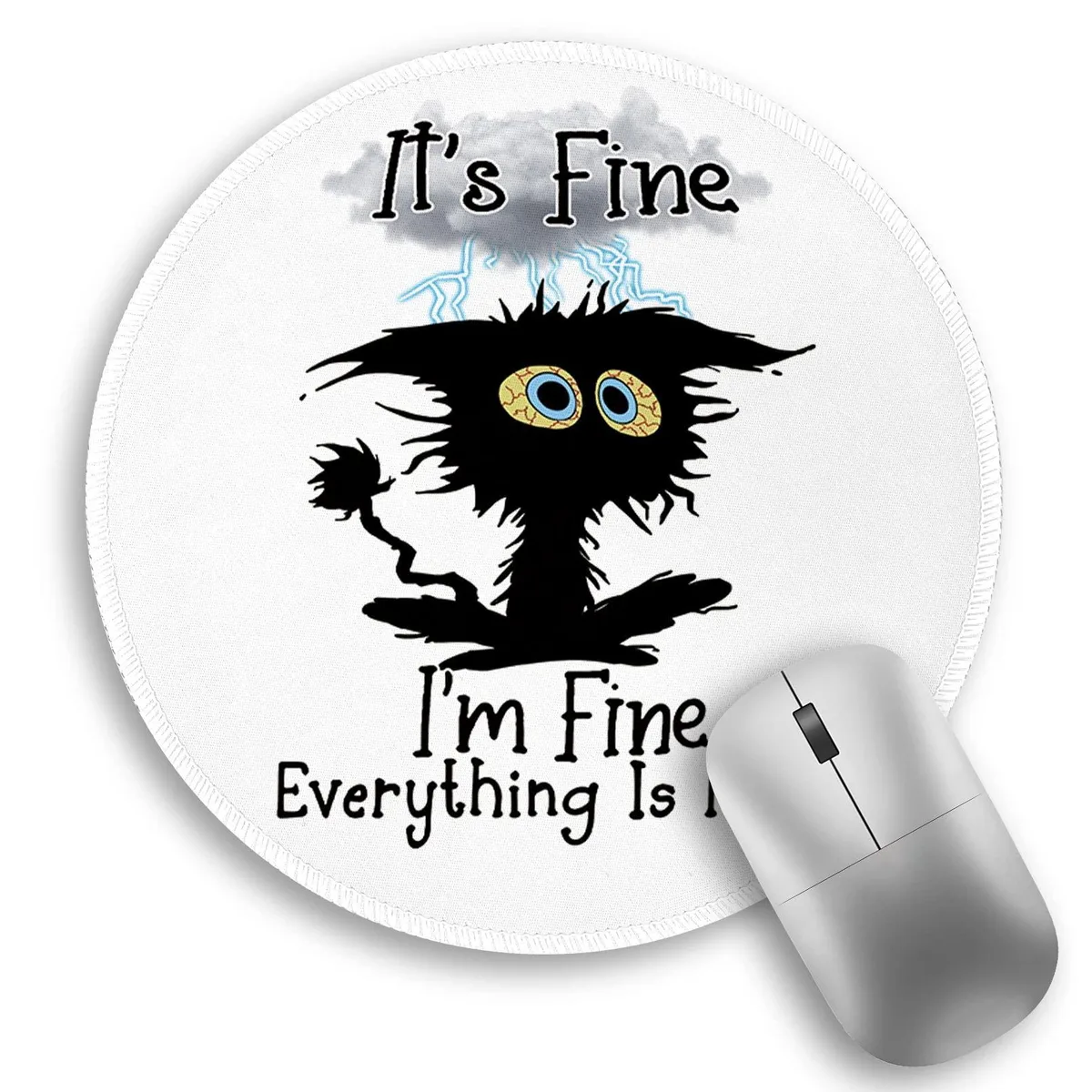  lebrocoli MP-MOUA048 Round Mouse Pad 8.6 Inch Black Cat — product photo