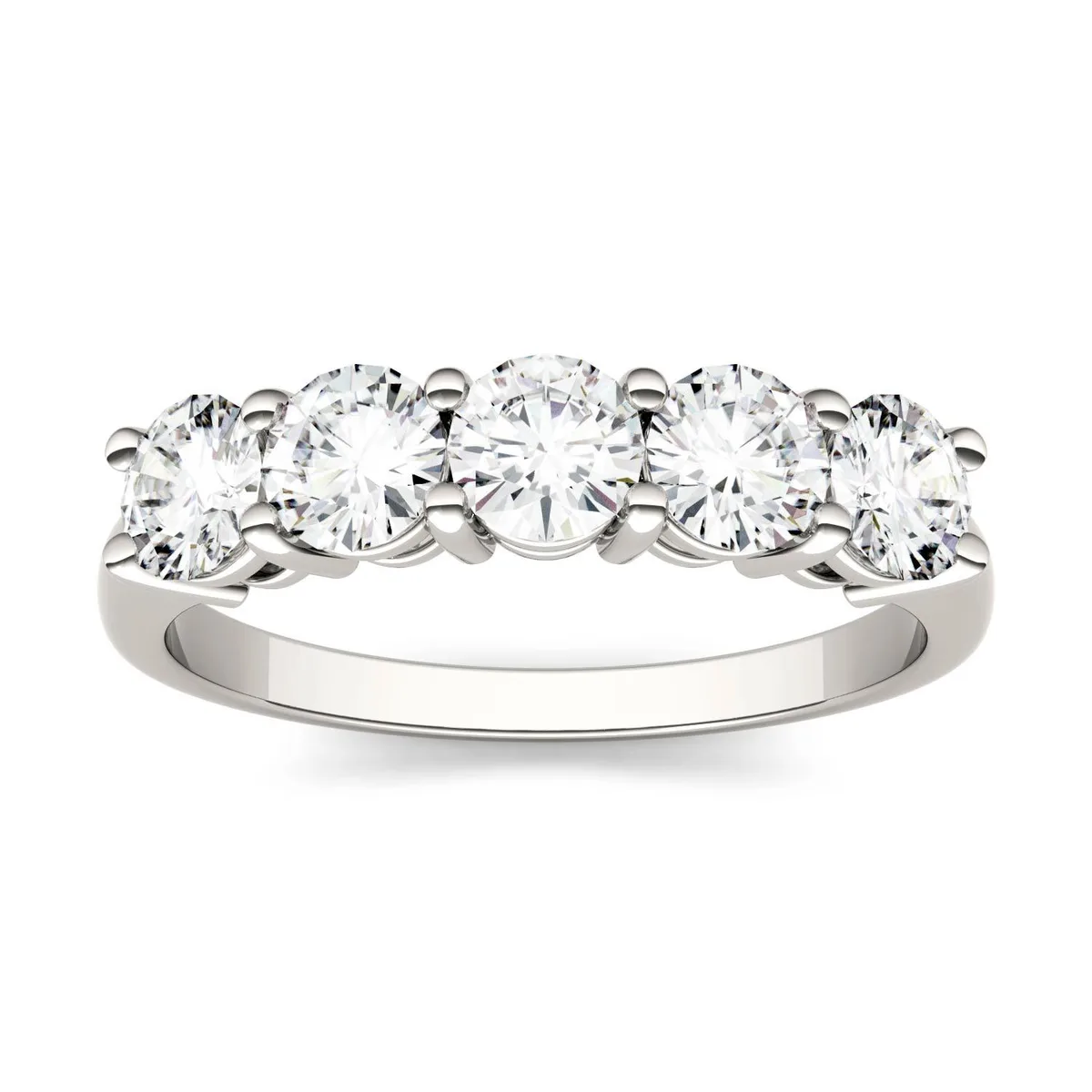 Charles &amp; Colvard Charles &amp; Colvard 4mm Round Moissanite Wedding Band 14K White Gold Size 7 1.15cttw DEW — product photo