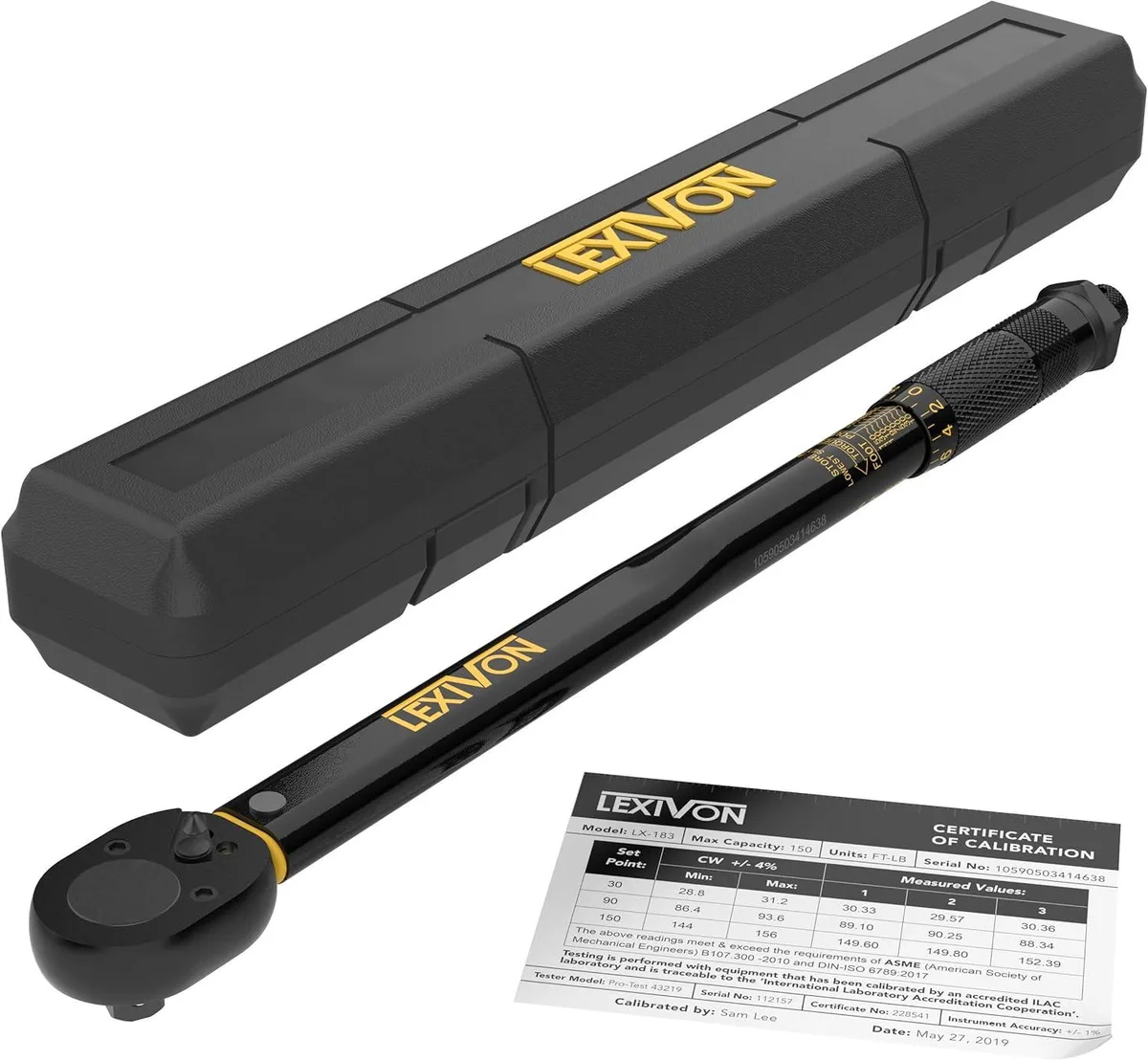 SOURCEPRO SOURCEPRO 1/2-Inch Drive Click Torque Wrench 10-150 Ft-Lb / 13.6-203.5 Nm LX-183 — product photo