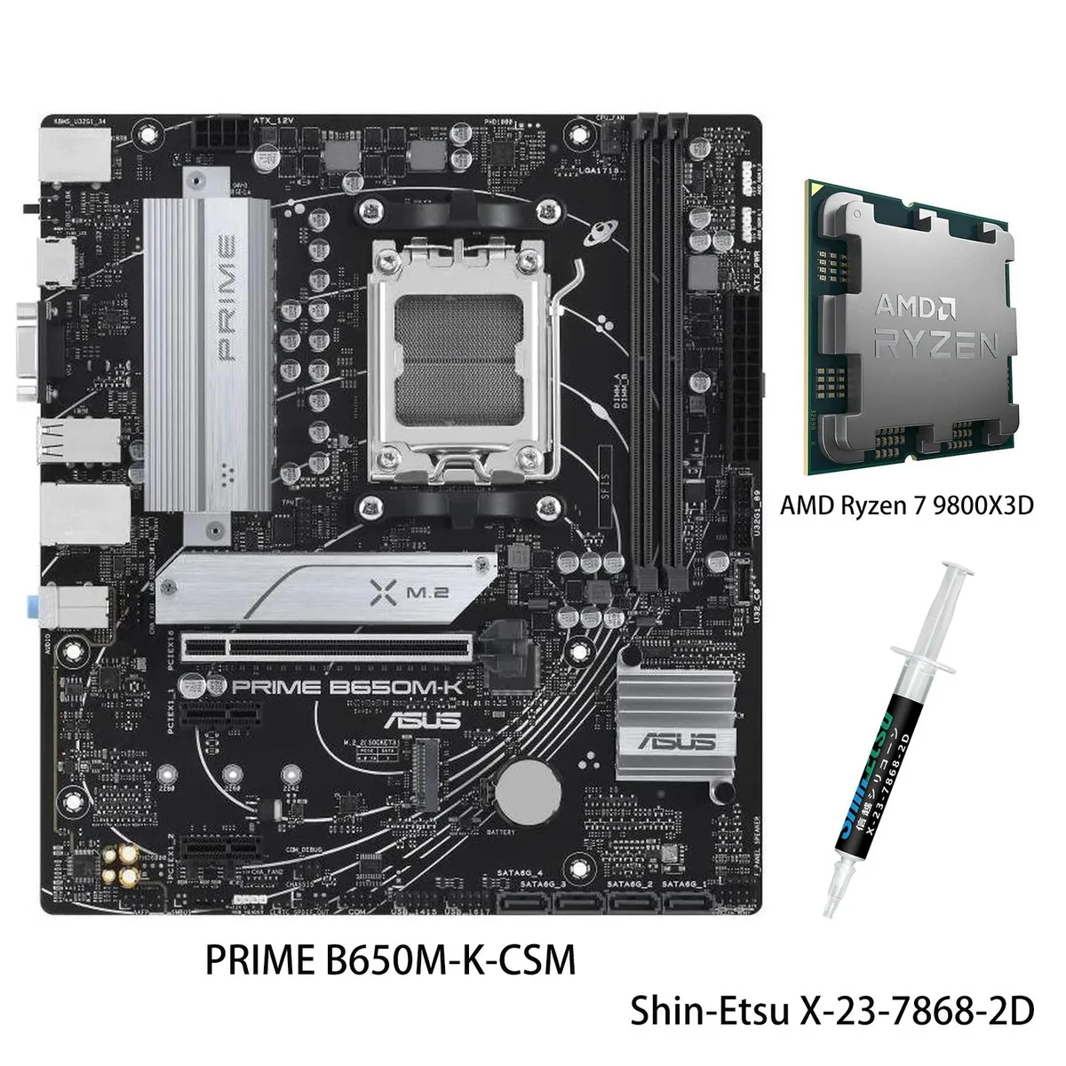 ASUS ASUS PRIME B650M-K-CSM & Ryzen 7 9800X3D Combo AMD motherboard — product photo