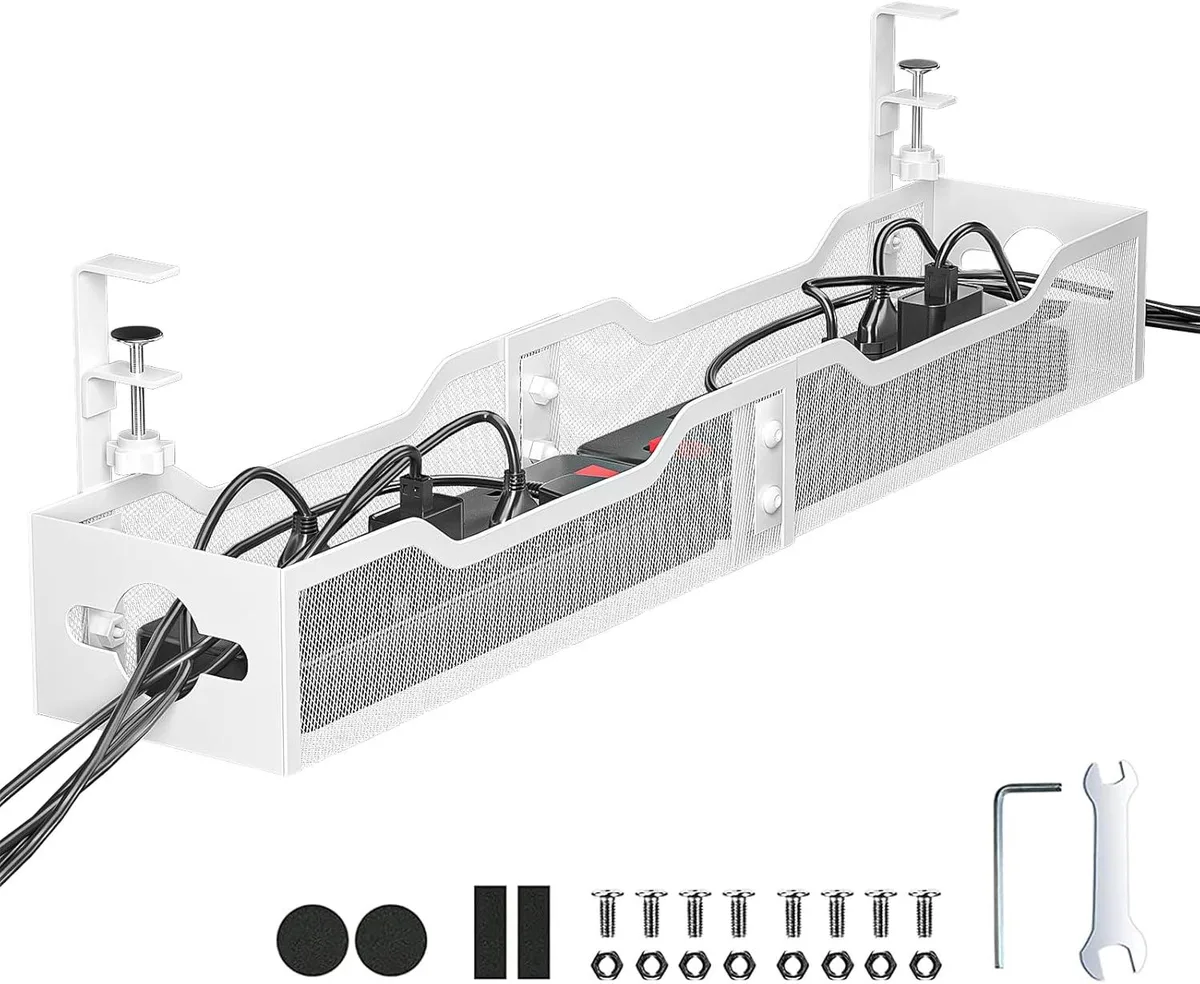 BFKK BFKK 25" Under Desk Cable Management Tray White Clamp — product photo