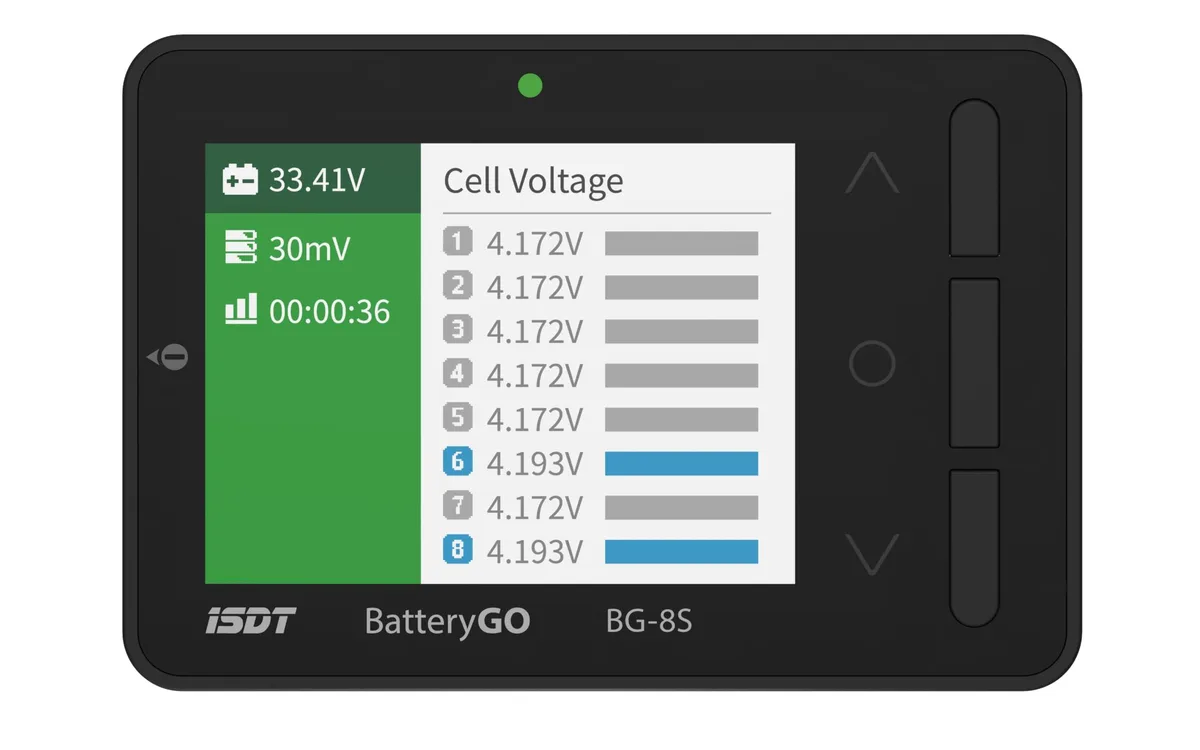 Compact rectangular battery checker with XT60 balance ports and USB output