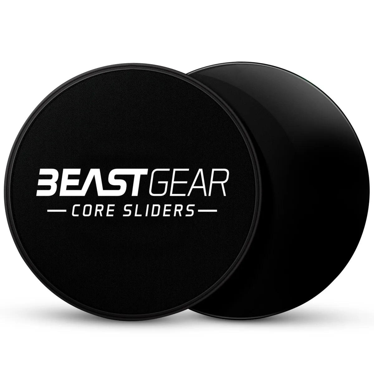 Pair of 7 inch dual-sided core sliders, smooth plastic one side and fabric the other, light grey finish