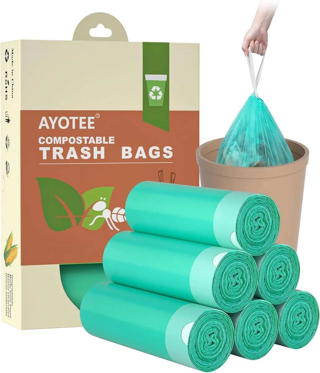  AYOTEE Compostable Trash Bags 4 Gallon Drawstring 100 Count — product photo
