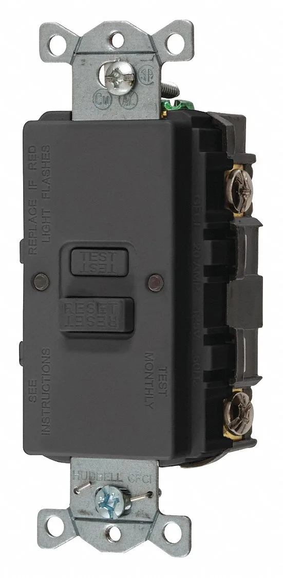 Hubbell Incorporated Hubbell Incorporated GFBF20BK GFCI Receptacle 20 A 125 V AC Black Nylon Back Wire — product photo