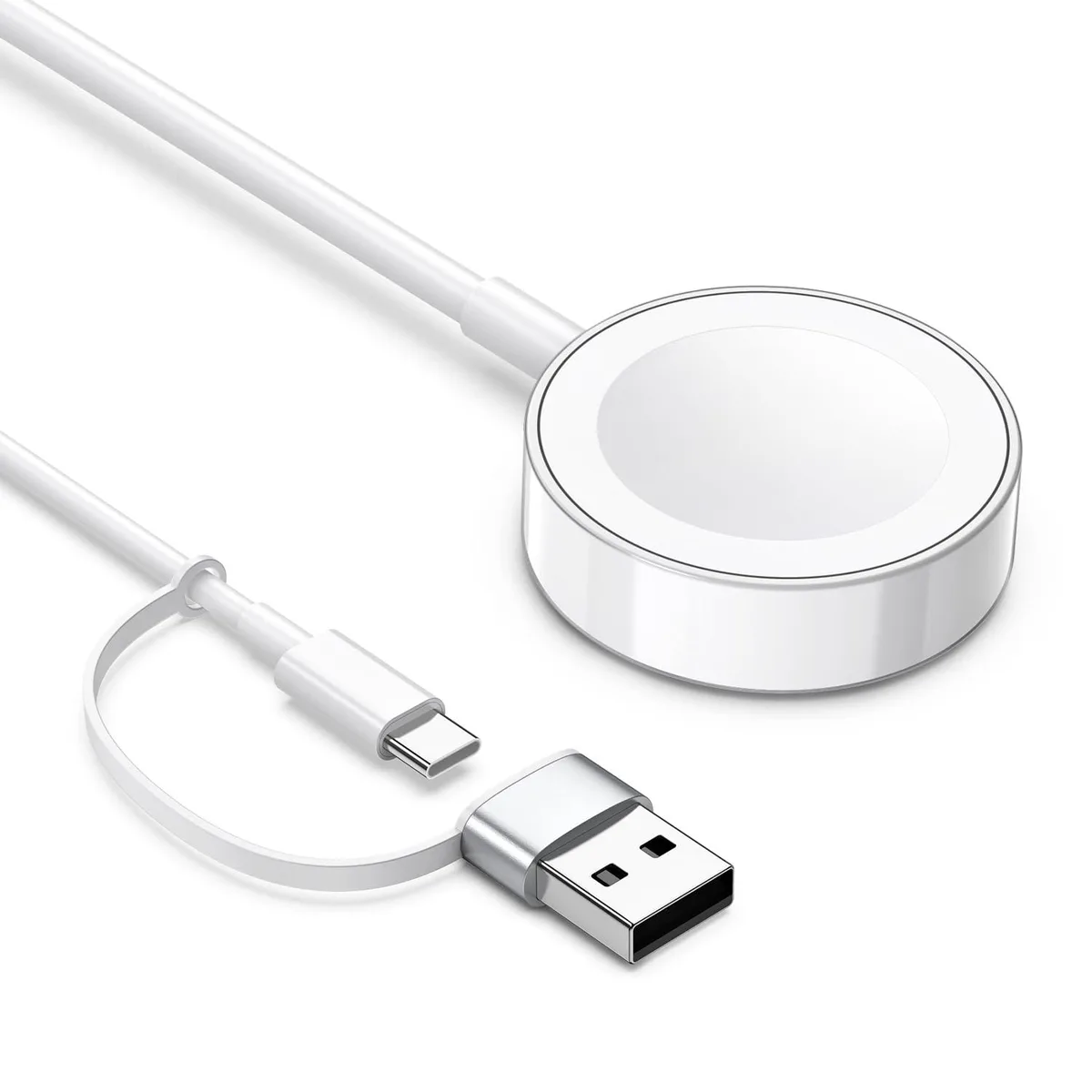  GGFim 2-in-1 Magnetic Apple Watch Charger USB-C USB-A 3.3ft — product photo