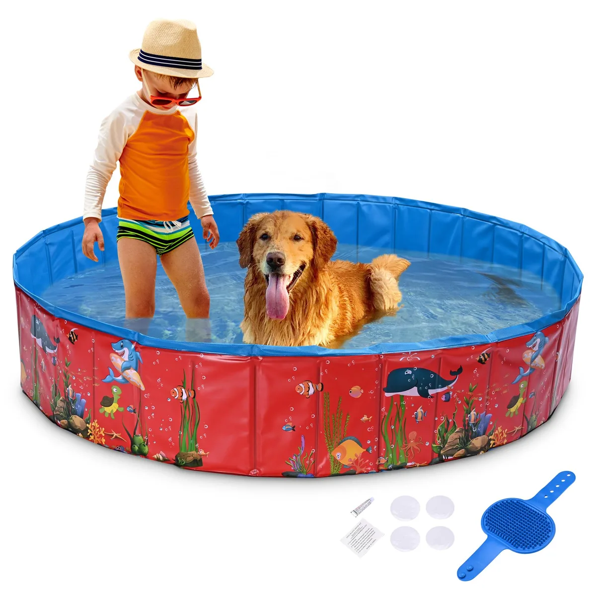 Yescom USA, Inc. Yescom USA, Inc. 17DSP001-63FS-02 Foldable Pet Pool 63" x 11 13/16" 13.7 Lbs — product photo