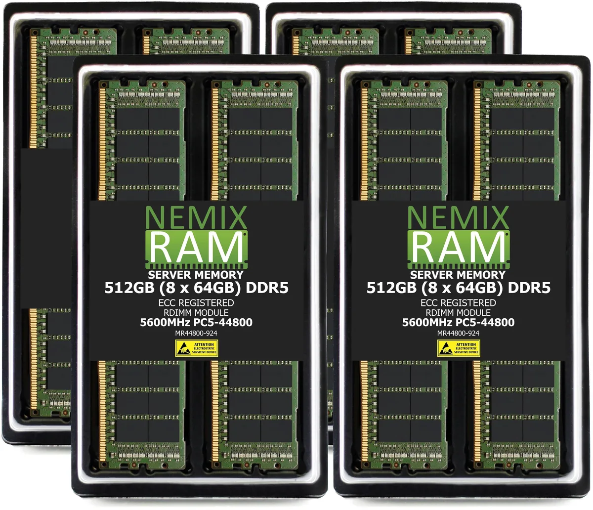 NEMIX RAM NEMIX RAM 512GB (8x64GB) DDR5 5600 CL46 2Rx4 ECC RDIMM X14SRA-F memory upgrade — product photo