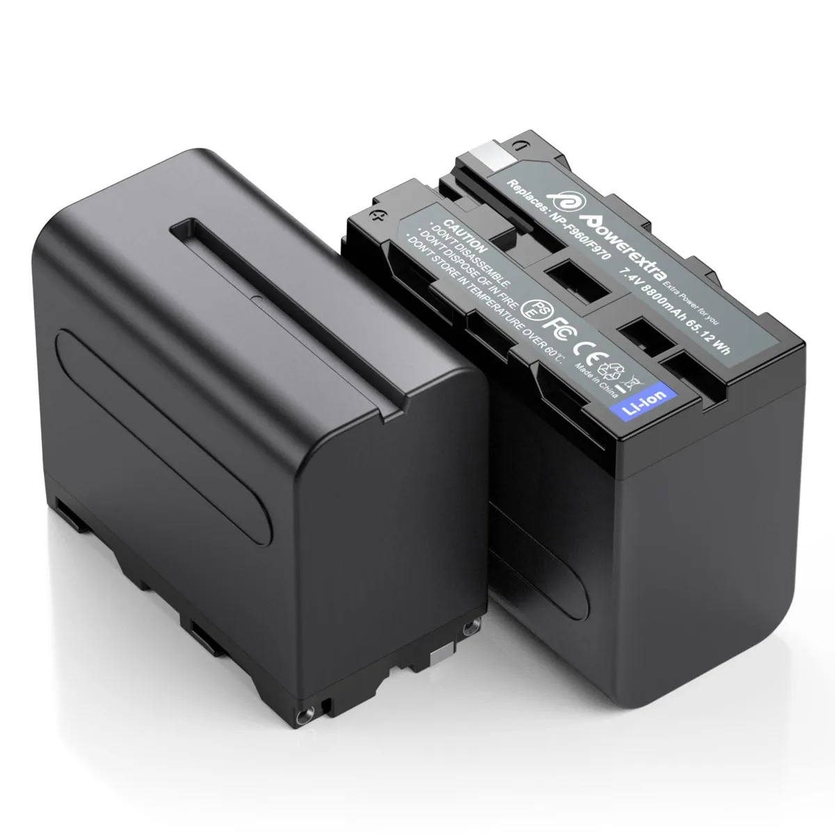  PowerEx NP-F970 2-Pack 7.4V 8800mAh Li-ion camera battery — product photo