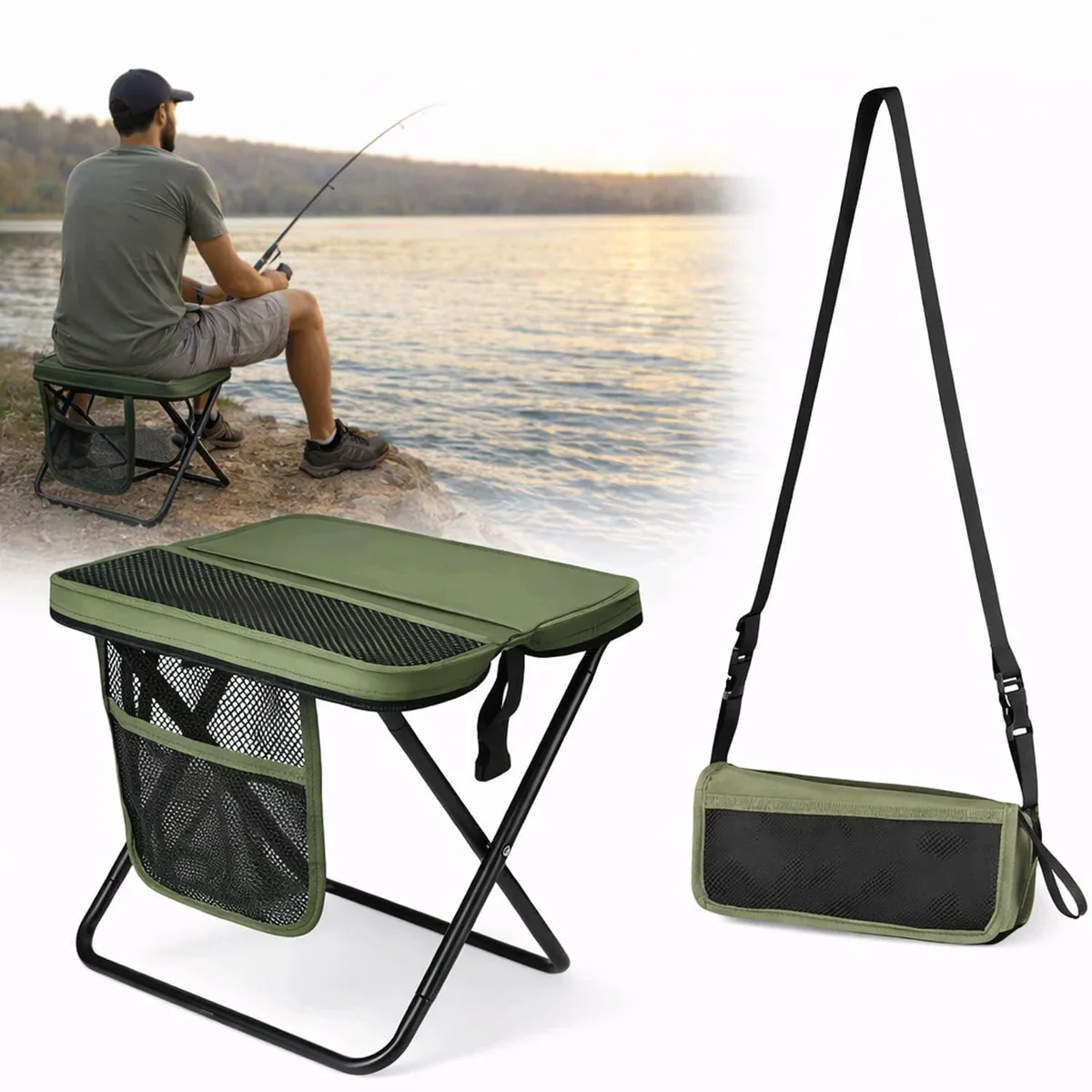  Baldwin Foldable Stool with Carrying Bag, 12 x 5.5 x 1.9 in, Black, XOR10001-1 — product photo