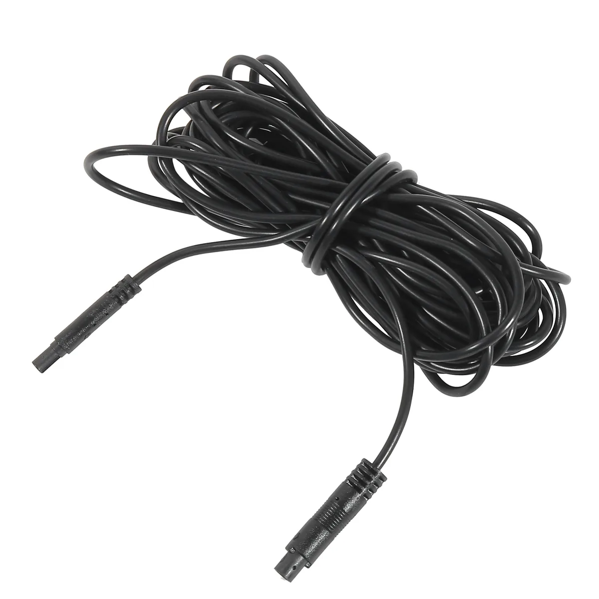 Black 4-pin backup camera extension cable, 20ft long with male and female connectors