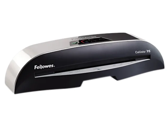 White Fellowes Callisto 95 laminator with control panel and carry handle