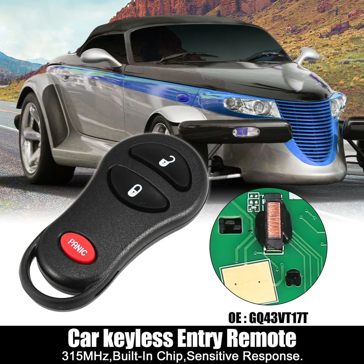 Unique-Bargains Unique-Bargains GQ43VT17T 315MHz 3-button keyless entry remote — product photo