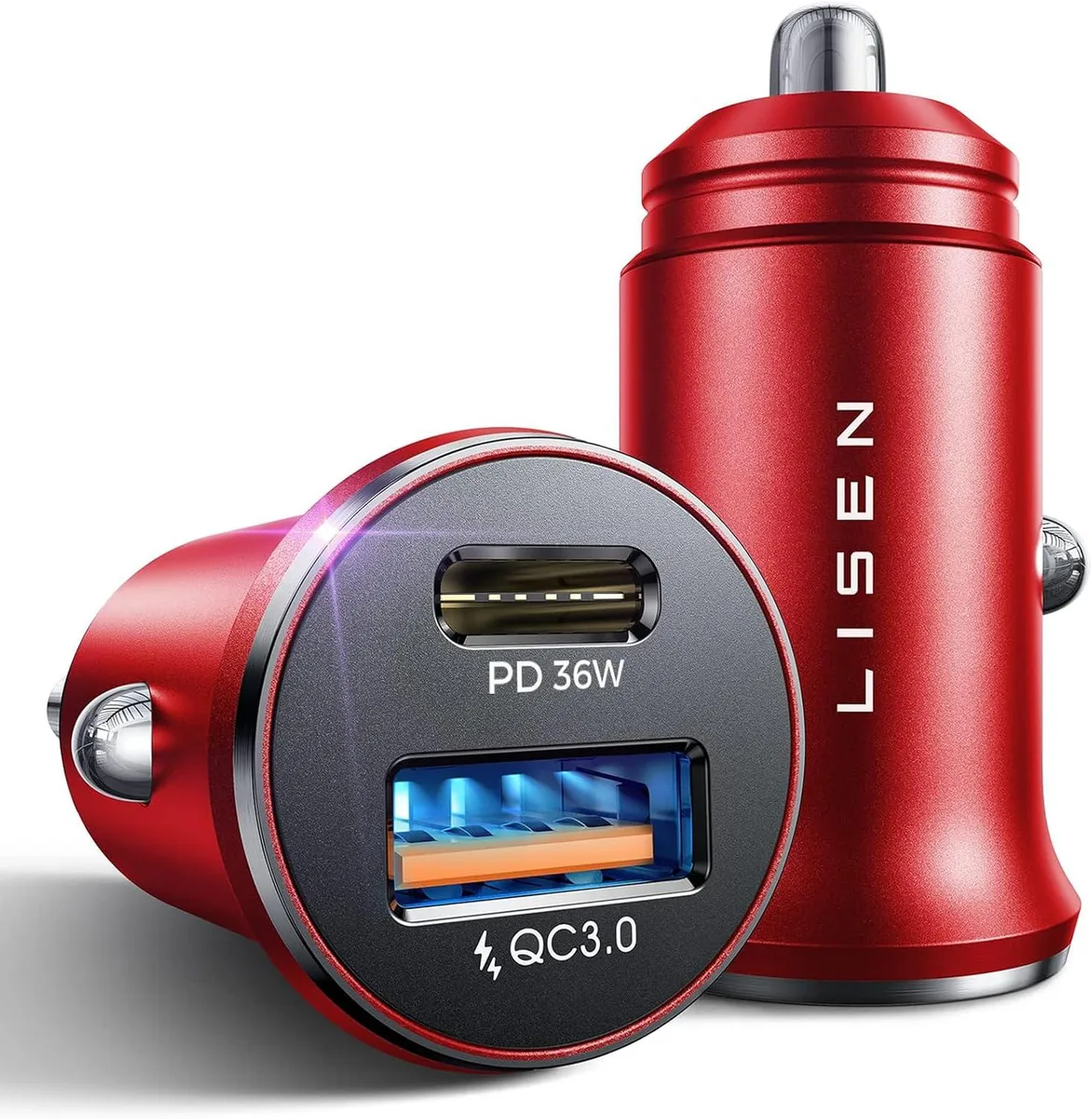 Leelbox Leelbox 2-Pack USB-C Car Charger 48W PD30W QC18W Red — product photo