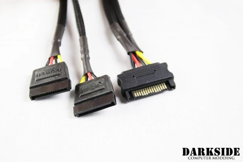 Darkside Computer Modding Darkside Computer Modding SATA Power Y-cable 12" 30cm Jet Black 4-Pin Molex DS-0735 — product photo