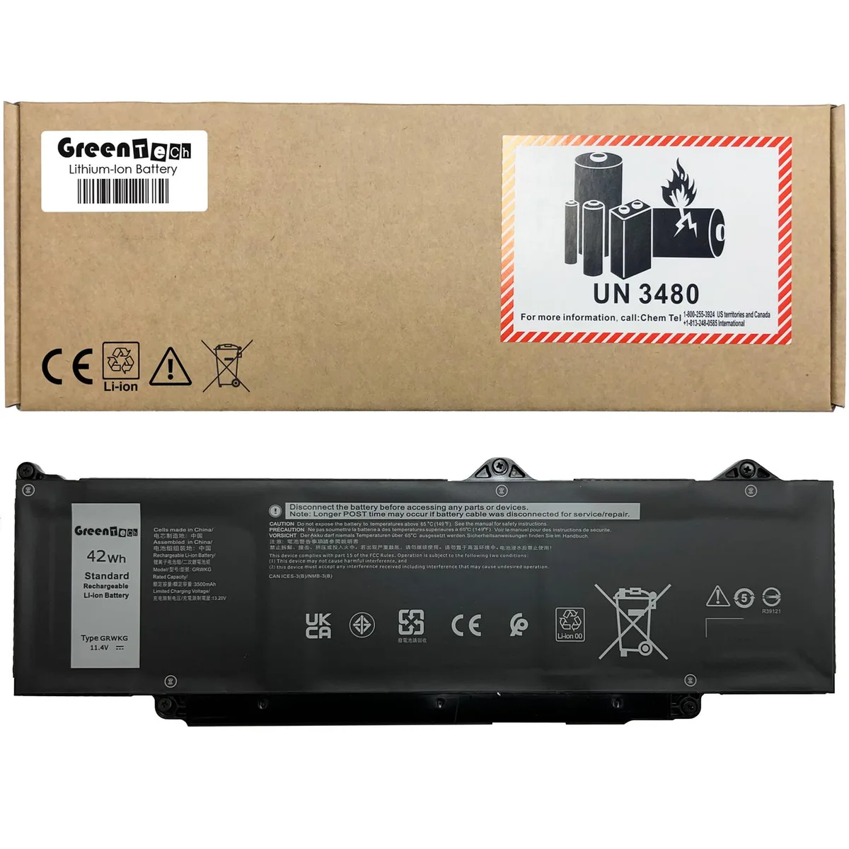 GreenTechLLC GreenTechLLC GRWKG laptop battery 42Wh Dell Latitude Precision — product photo