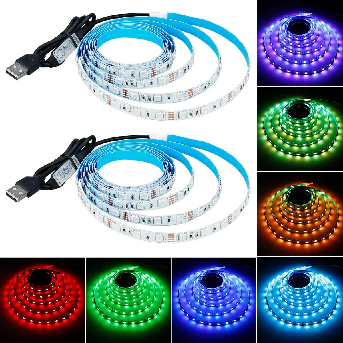  KXZM SMD5050-NP1-USB-RGB under cabinet LED strip 13.2ft 240LED 5V USB — product photo