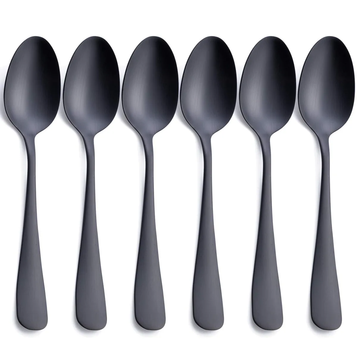 No Sew No Sew 6-Piece Matte Black Dinner Spoon Set 7.8-inch Stainless Steel — product photo