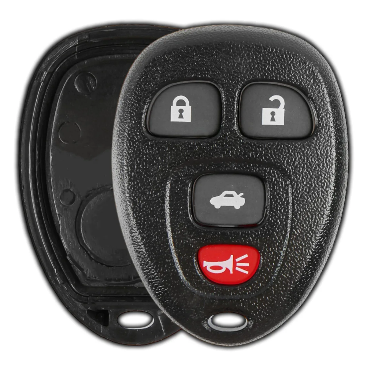 Black plastic key fob shell with four buttons