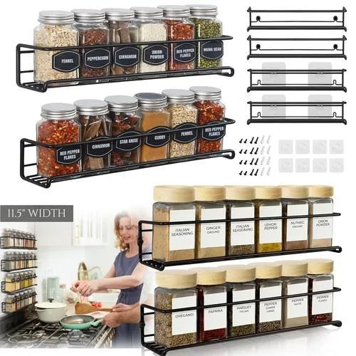 NShi NShi 4-Pack Wall-Mount Spice Rack 2-Tier Red Plastic 34 — product photo